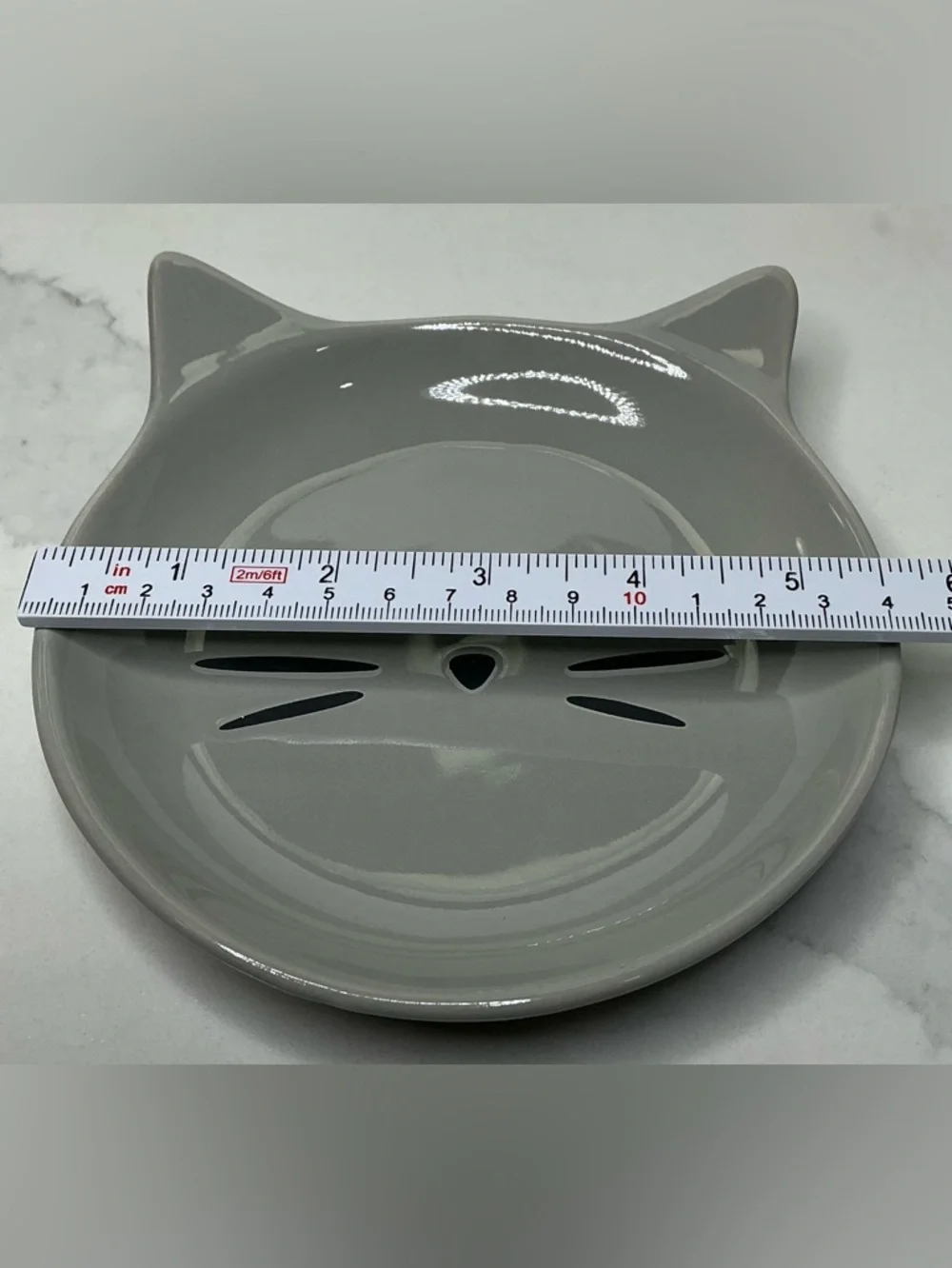 2 Signature Ceramic Bowl Cat Face Shaped Trinket Dish Gray New